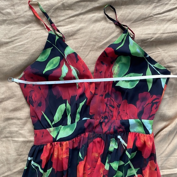 BEBE MAXI DRESS BLACK RED ROSES 6 - Picture 8 of 8